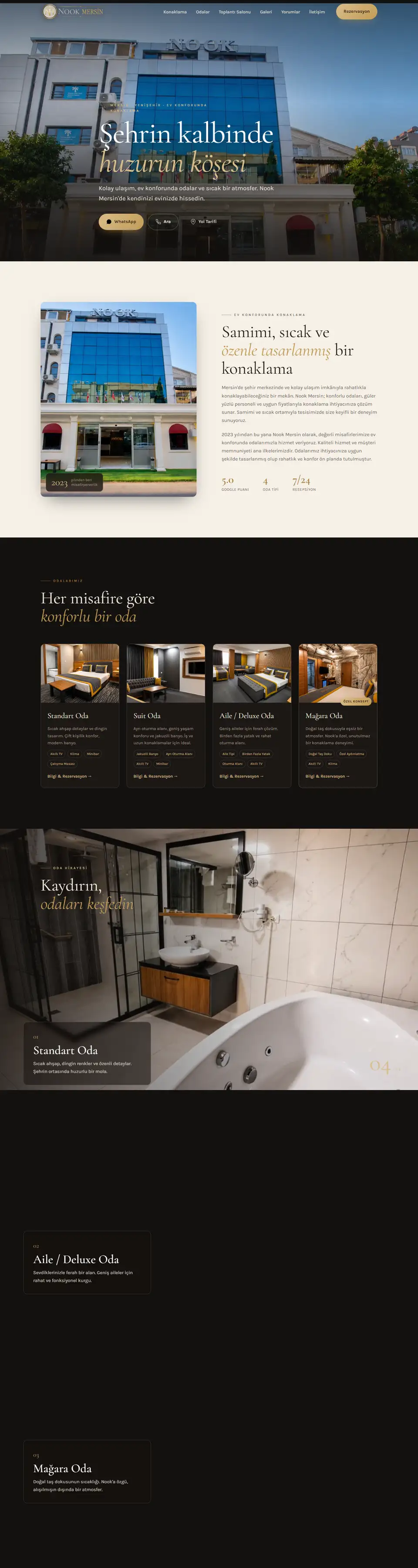 Nook Mersin web sitesinin ana sayfası, tam sayfa görünüm