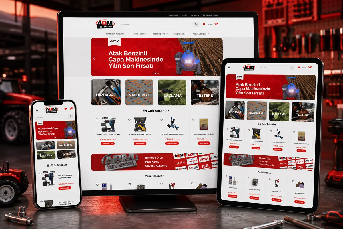 ABM Yapı Market web tasarım çalışması