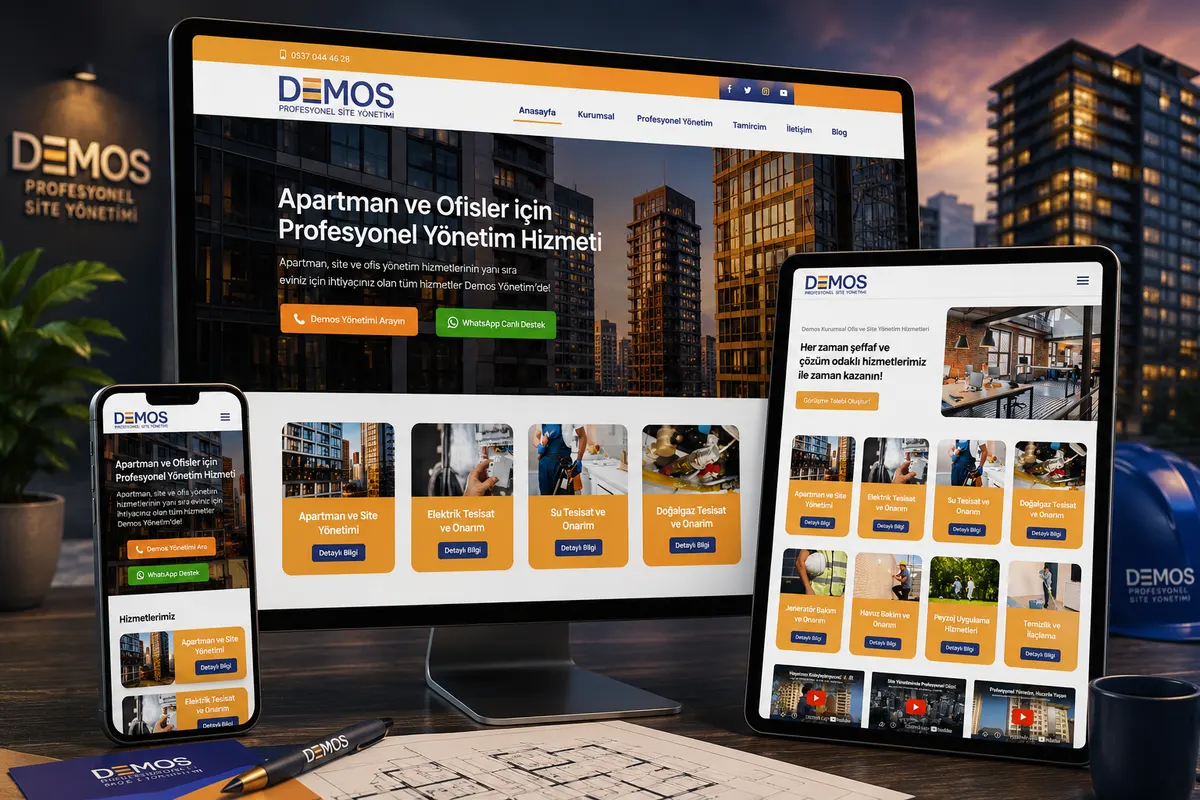 Demos Profesyonel Yönetim web tasarım çalışması