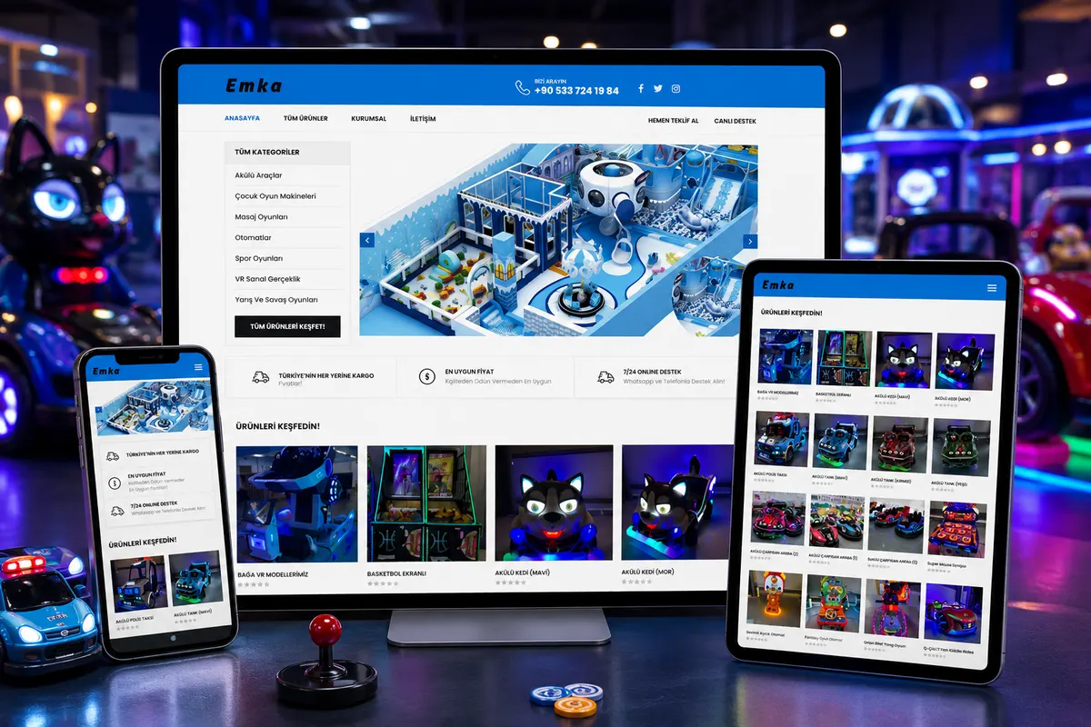 Emka Oyun Makineleri web tasarım çalışması