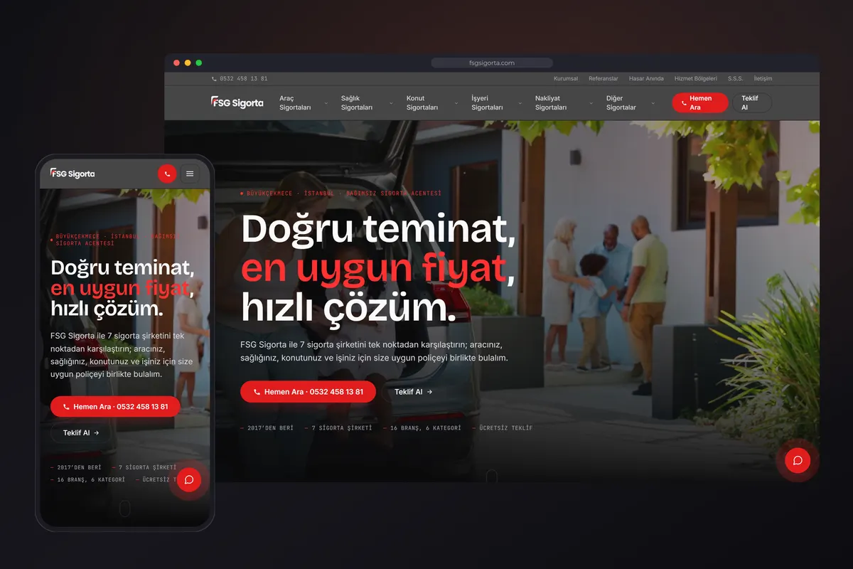 FSG Sigorta web tasarım çalışması