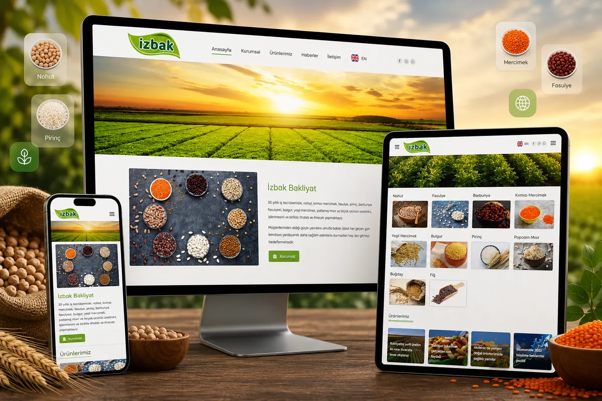 İzbak Tarım web tasarım çalışması
