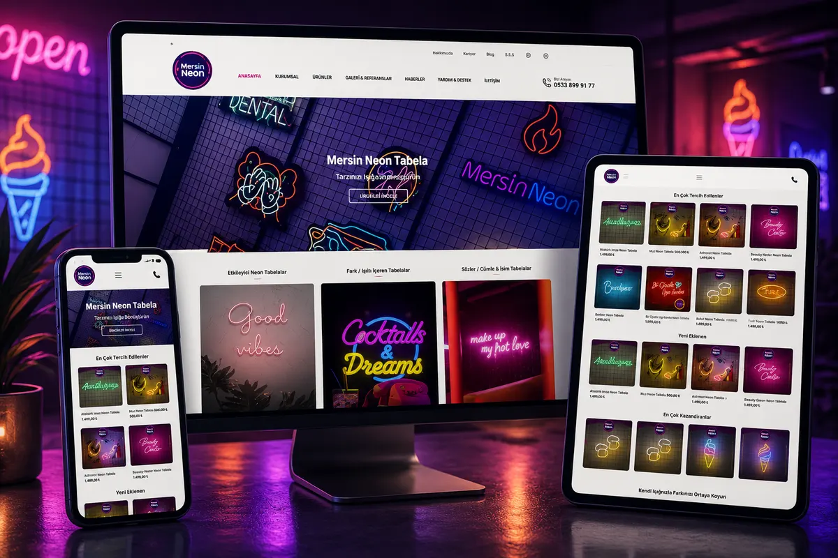 Mersin Neon Tabela web tasarım çalışması