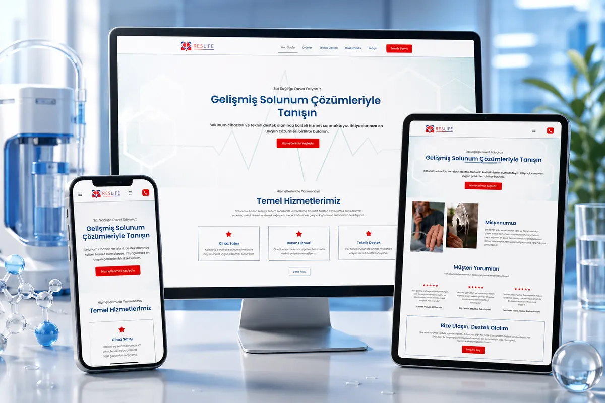 Mersin Solunum Cihazları web tasarım çalışması