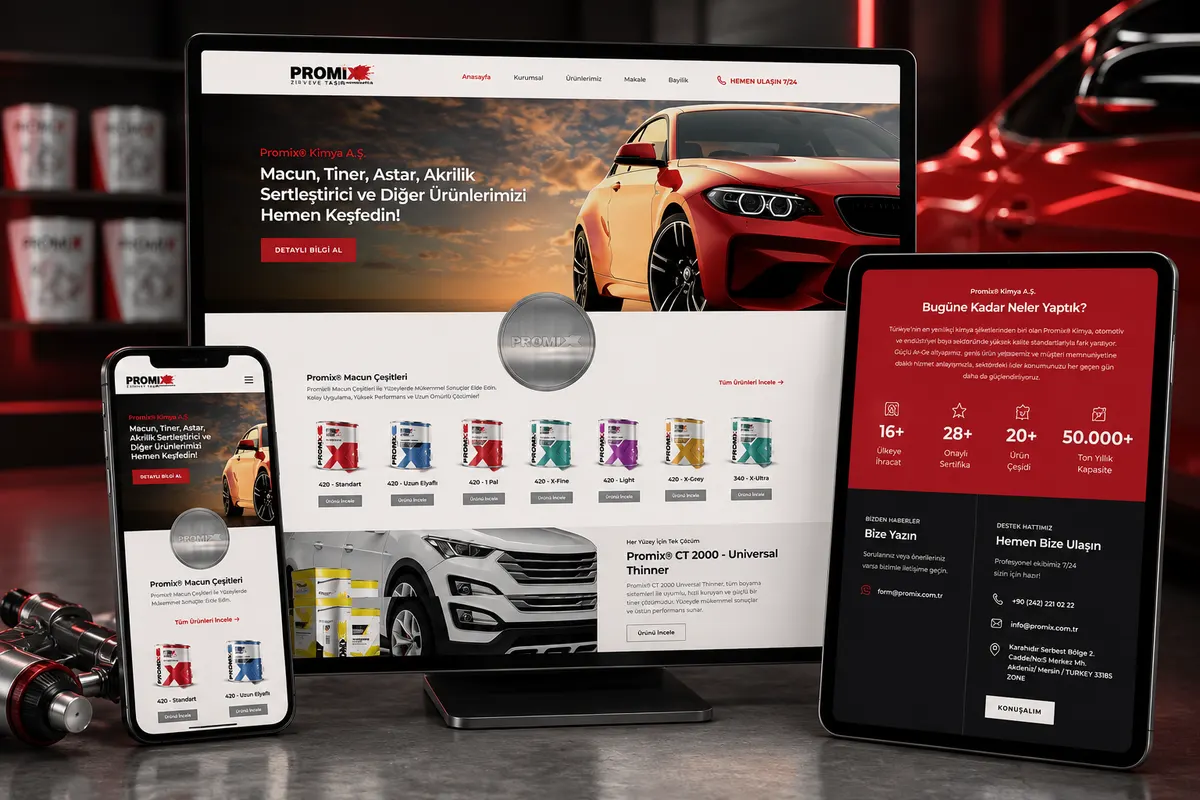 Promixx Kimya web tasarım çalışması