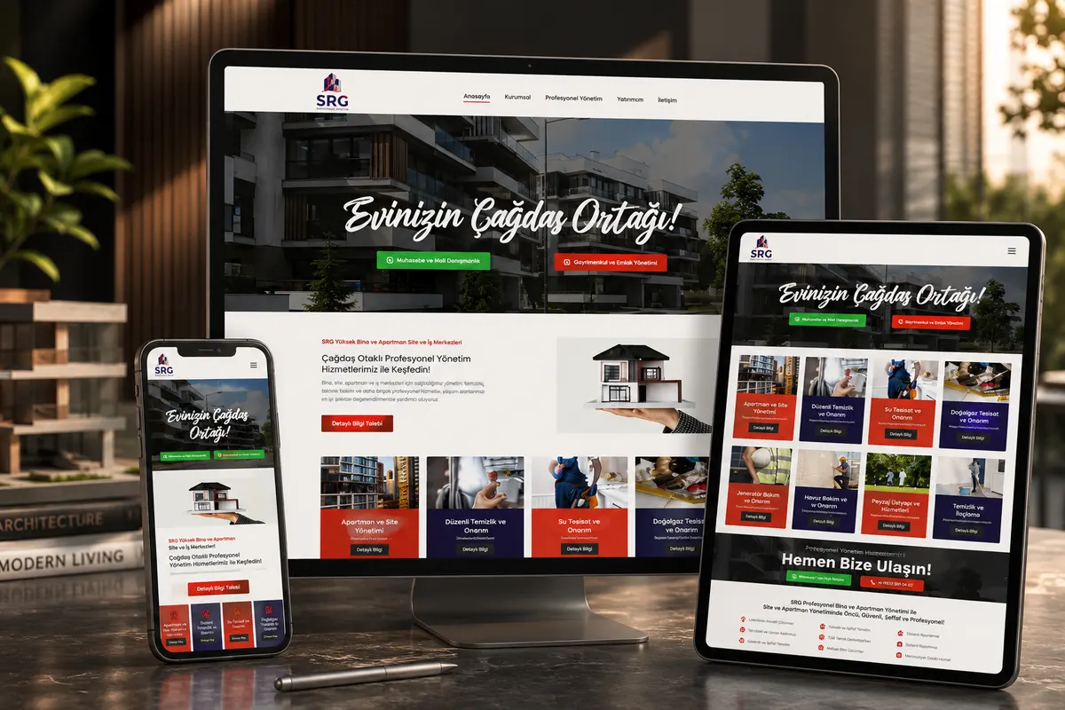 SRG Yönetim web tasarım çalışması